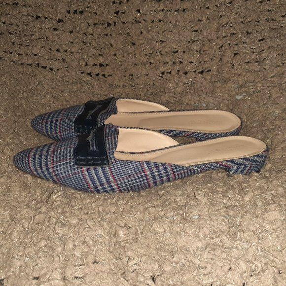 J. CREW-Blue Plaid Tweed-Penny Loafer-Pointed Toe-Slides-Slip-On-SZ 7-Excellent - Picture 2 of 7